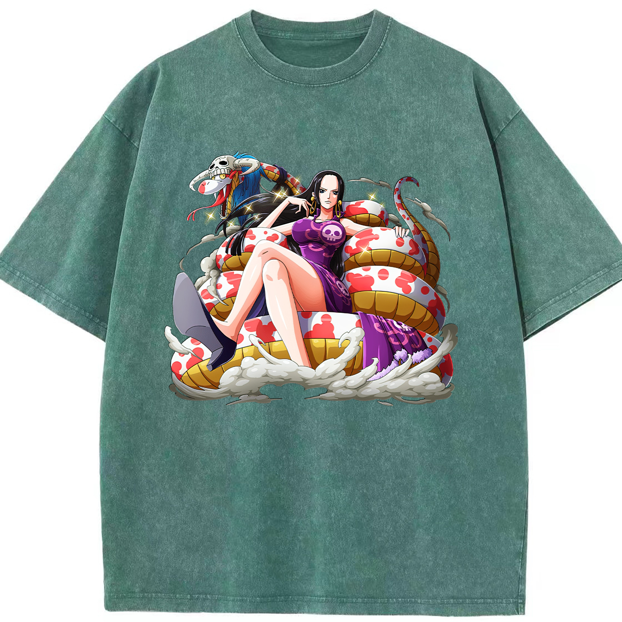ワンピース ボア・ハンコック ONE PIECE Boa·Hancock 綿100% ヴィンテージ風 半袖Tシャツ（フロントプリント）
